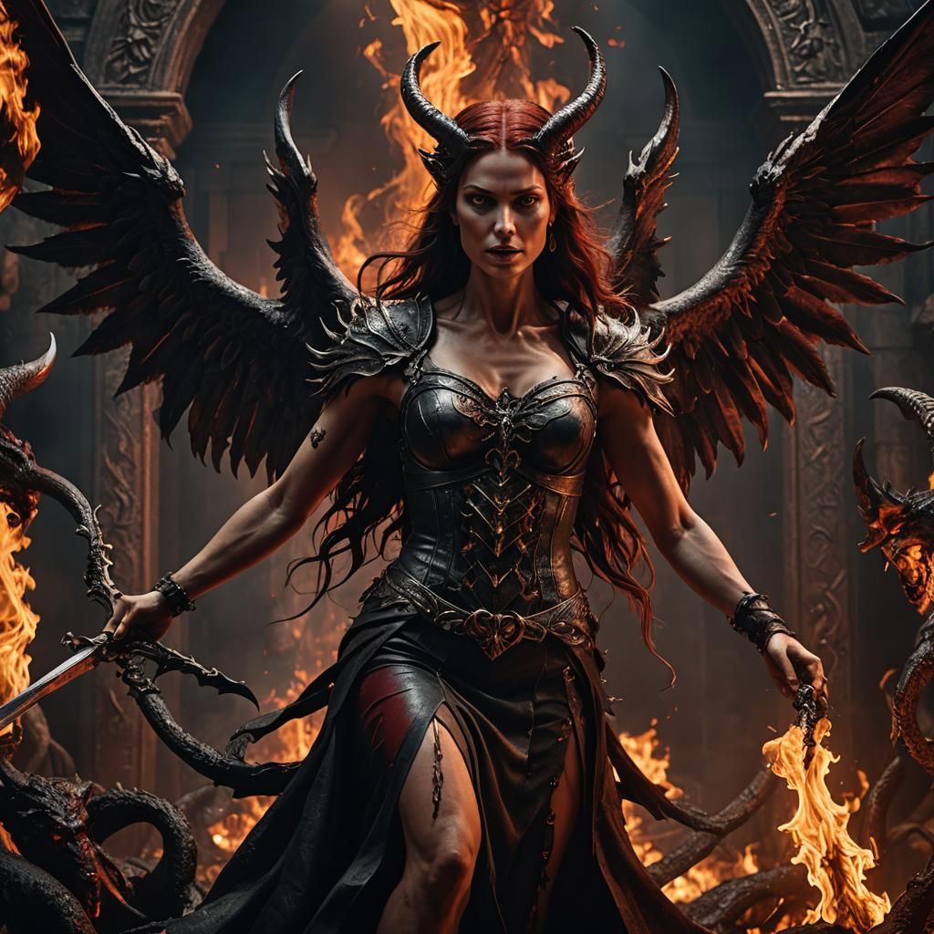 Lilith and Lucifer Emerging from Hell