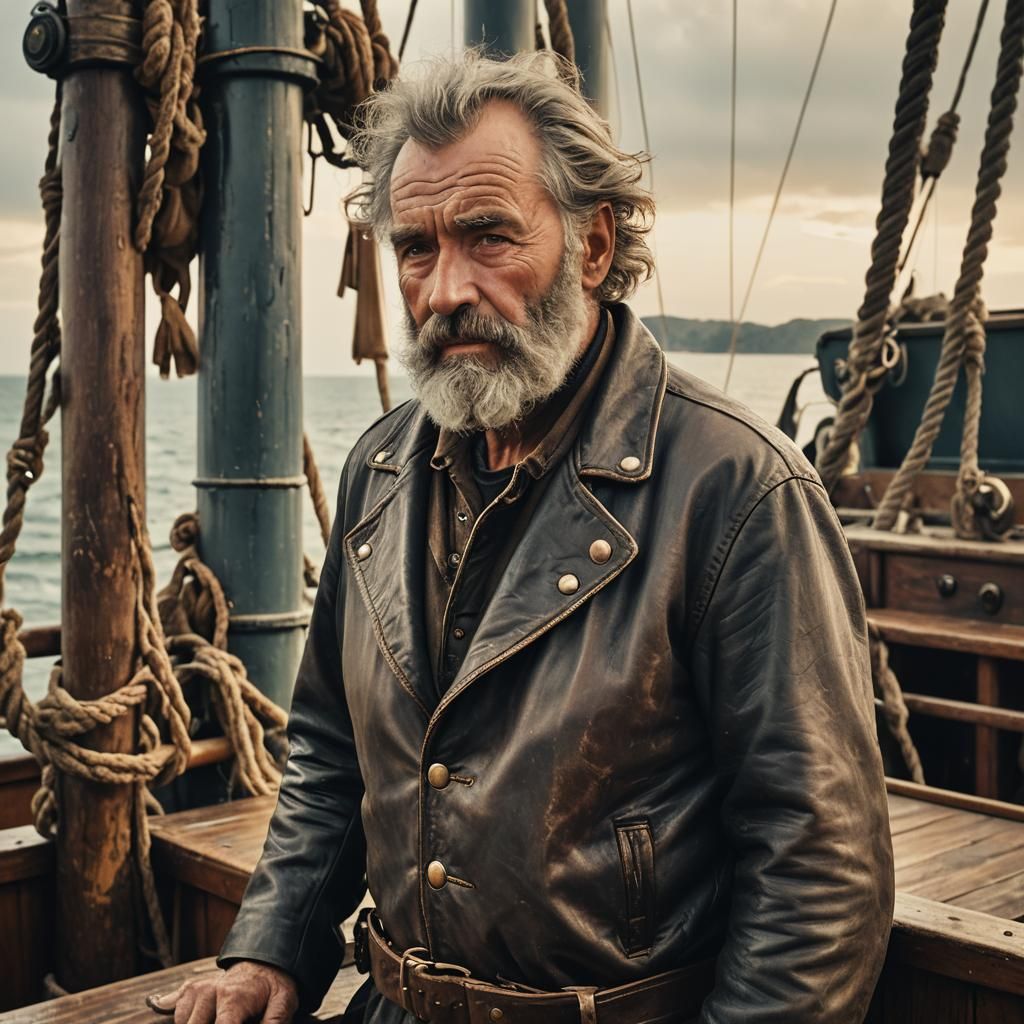Nostalgic Film Still of an Old Sailor