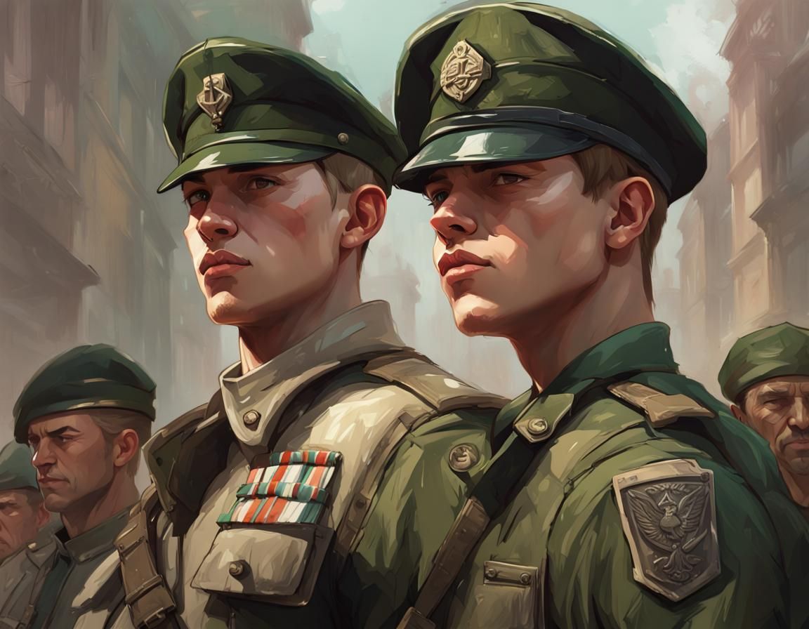 Soldiers Portrait in Hyperdetailed Splash Art Style