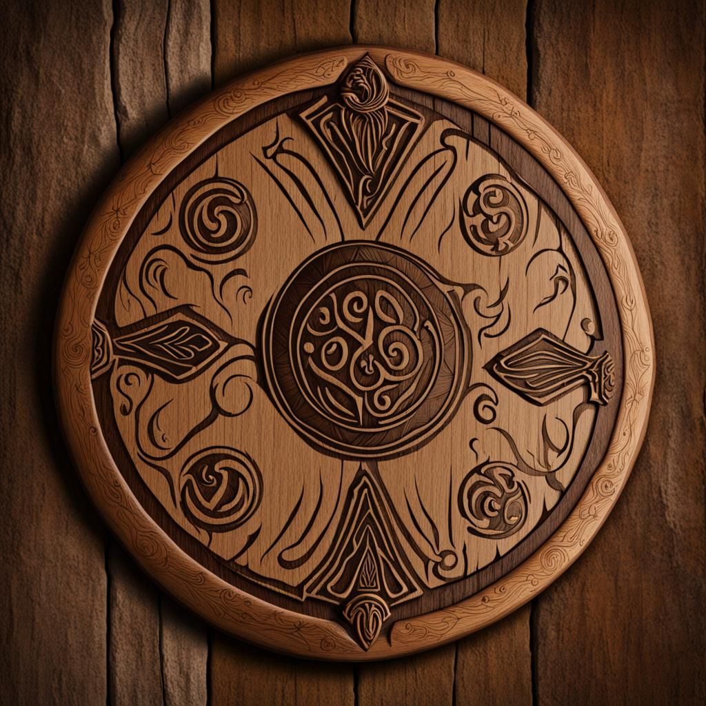 Druidic Wooden Shield for a Fey Giant