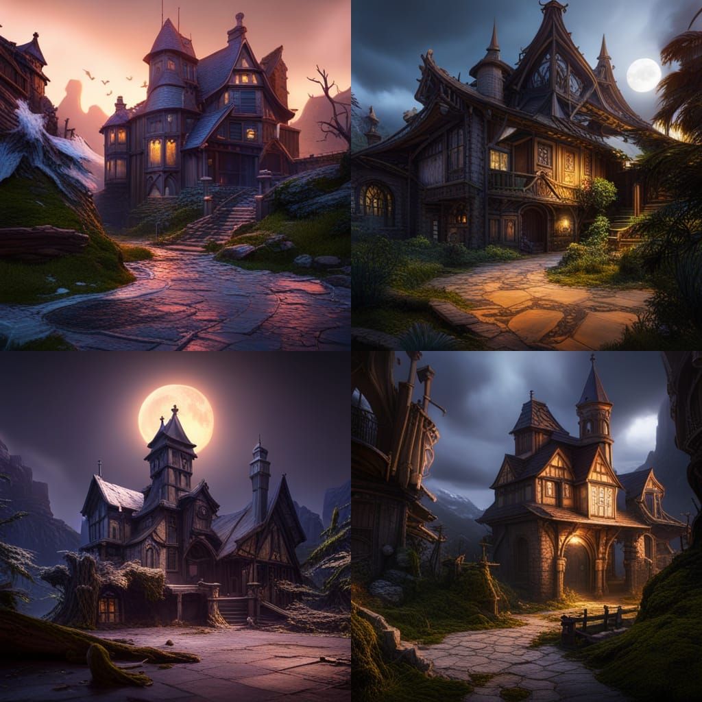 Fantastical Haunted House in Detailed Matte Painting