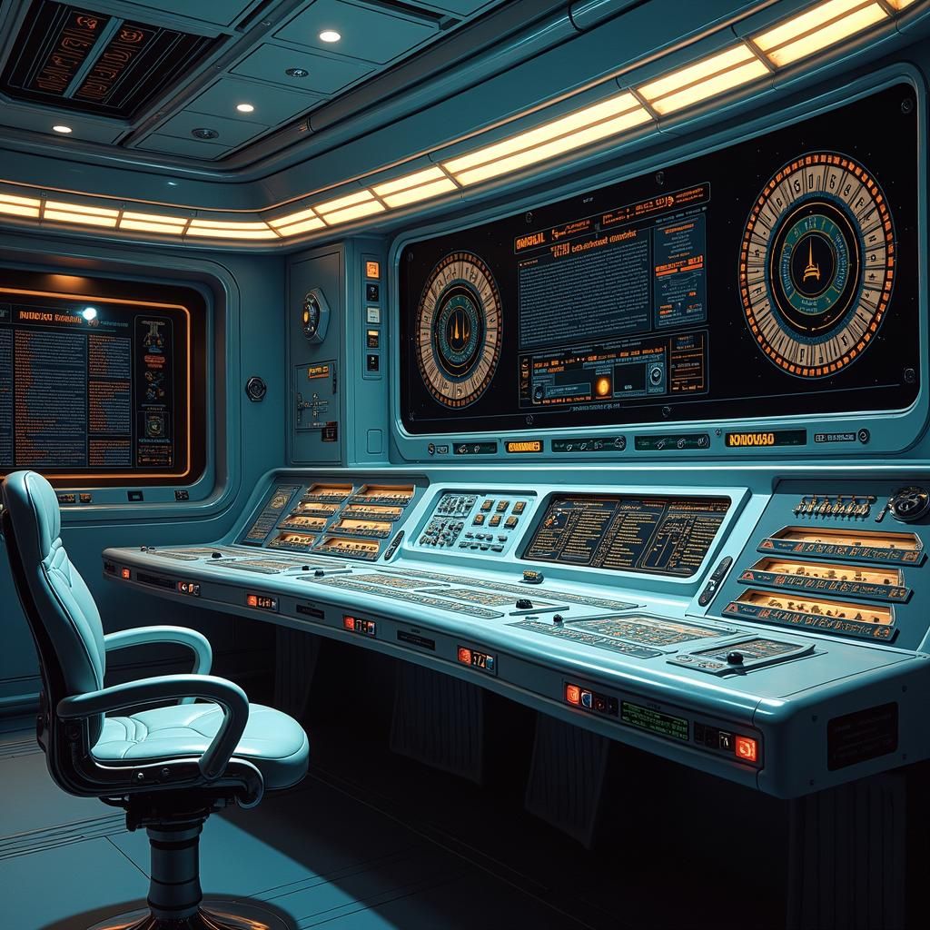 Futuristic Starfleet Communications Console on USS Enterpris...