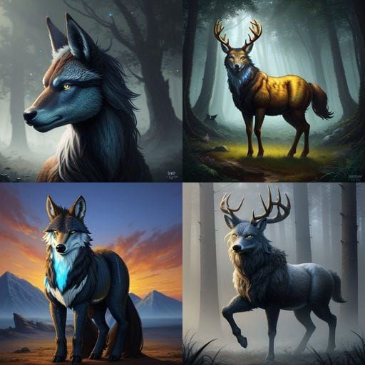 Anthropomorphic Horse-Deer-Wolf Hybrid