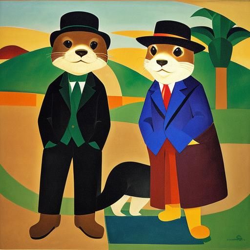 Expressive Otter Portrait in Early 20th Century Style