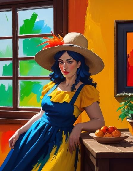 Woman in Yellow Dress: A Fauvist Oil Painting