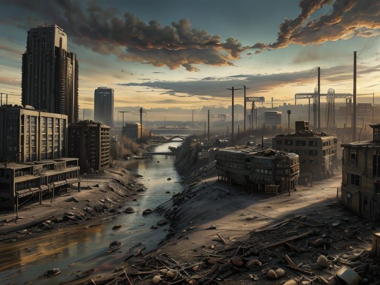 Post-Apocalyptic Spokane Riverfront Park in Fallout Style