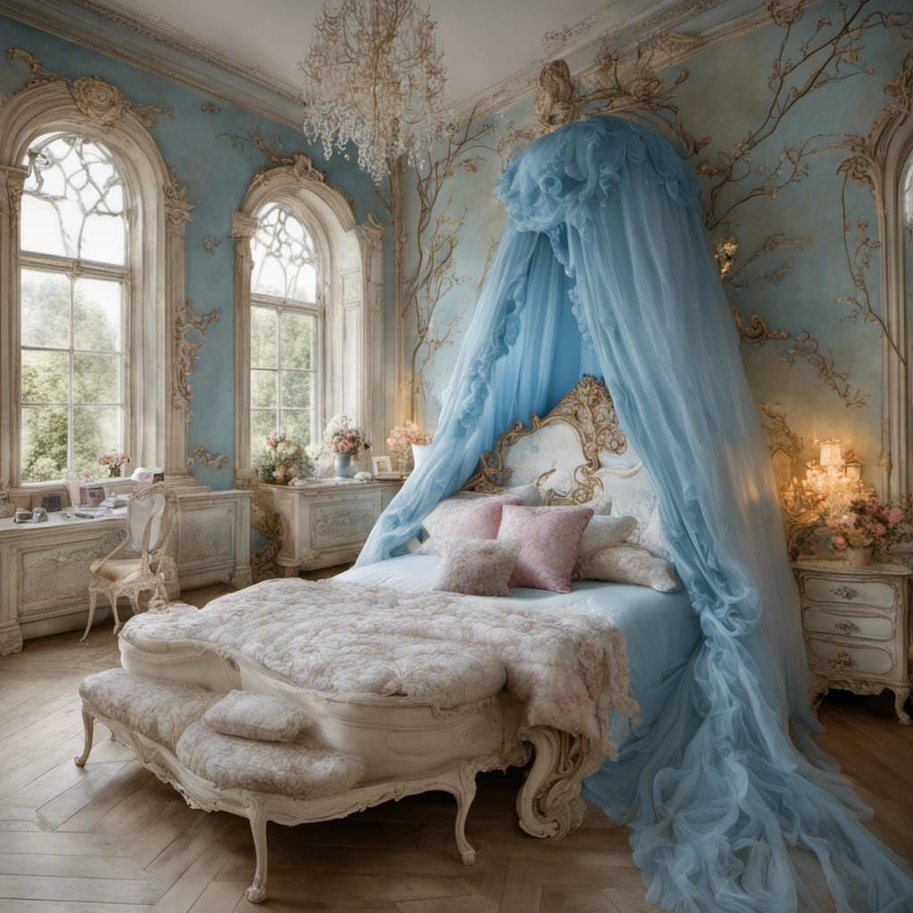 Rococo Fairy Princess Room with Blue Accents