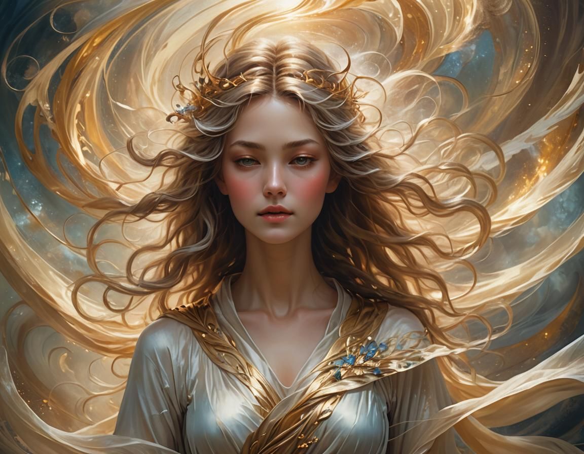 Ethereal Wind Spirit in a Swirling Vortex