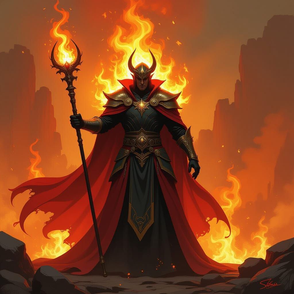 Majestic Firelord in a Blazing Inferno