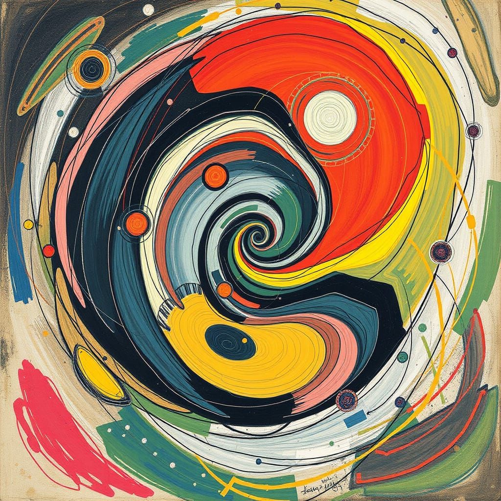 Vibrant Abstraction Unfolds in Whirling Kandinsky-Inspired F...