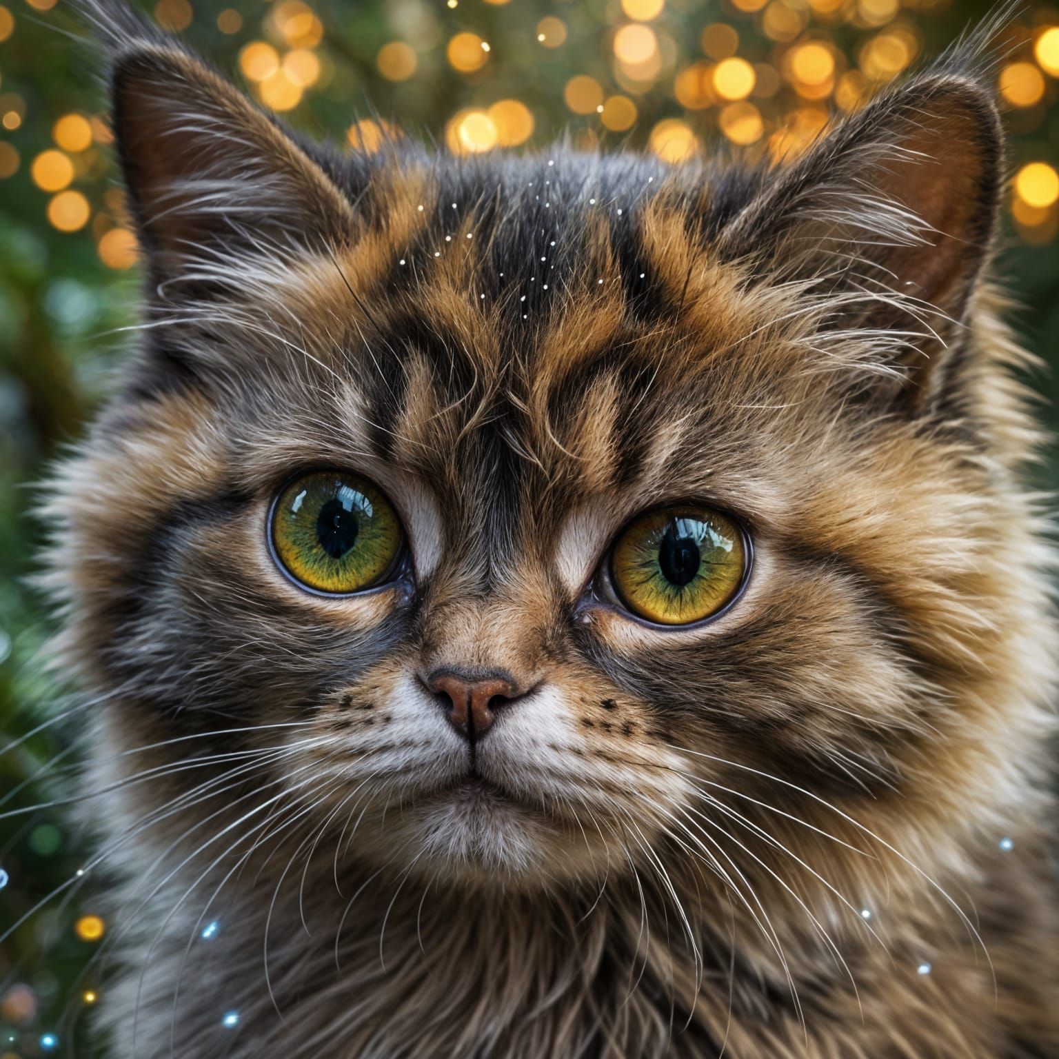 Vibrant Whimsical Feline Creature in Triadic Colors