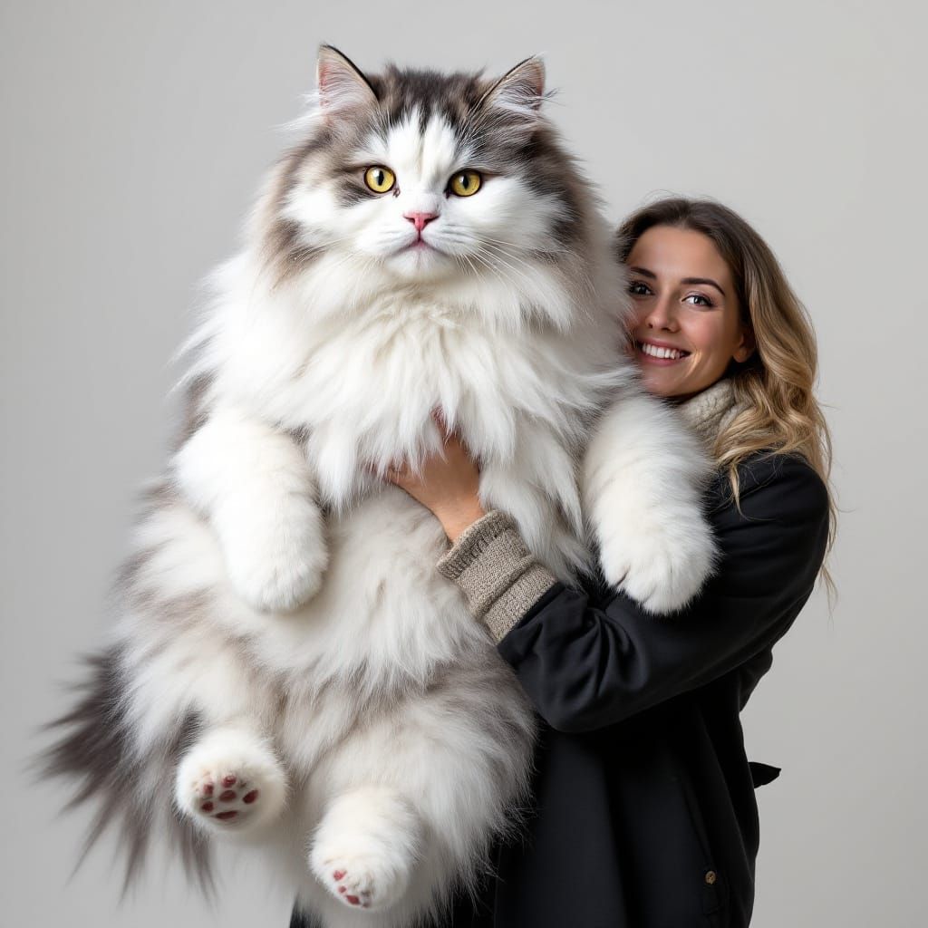 Woman Holds Oversized Maine Coon Cat