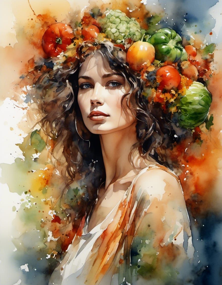 Human Still Life (With Fruits)