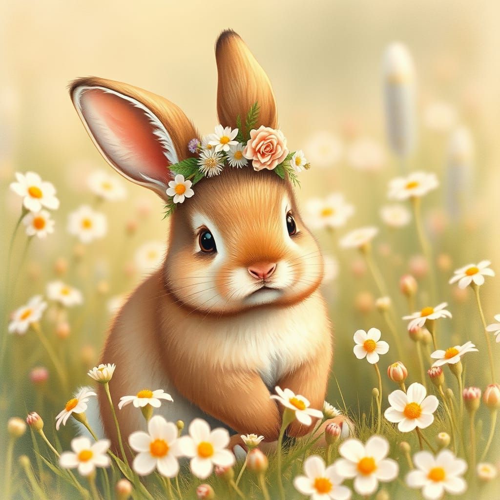 Whimsical Easter Bunny in Beatrix Potter-Inspired Watercolor