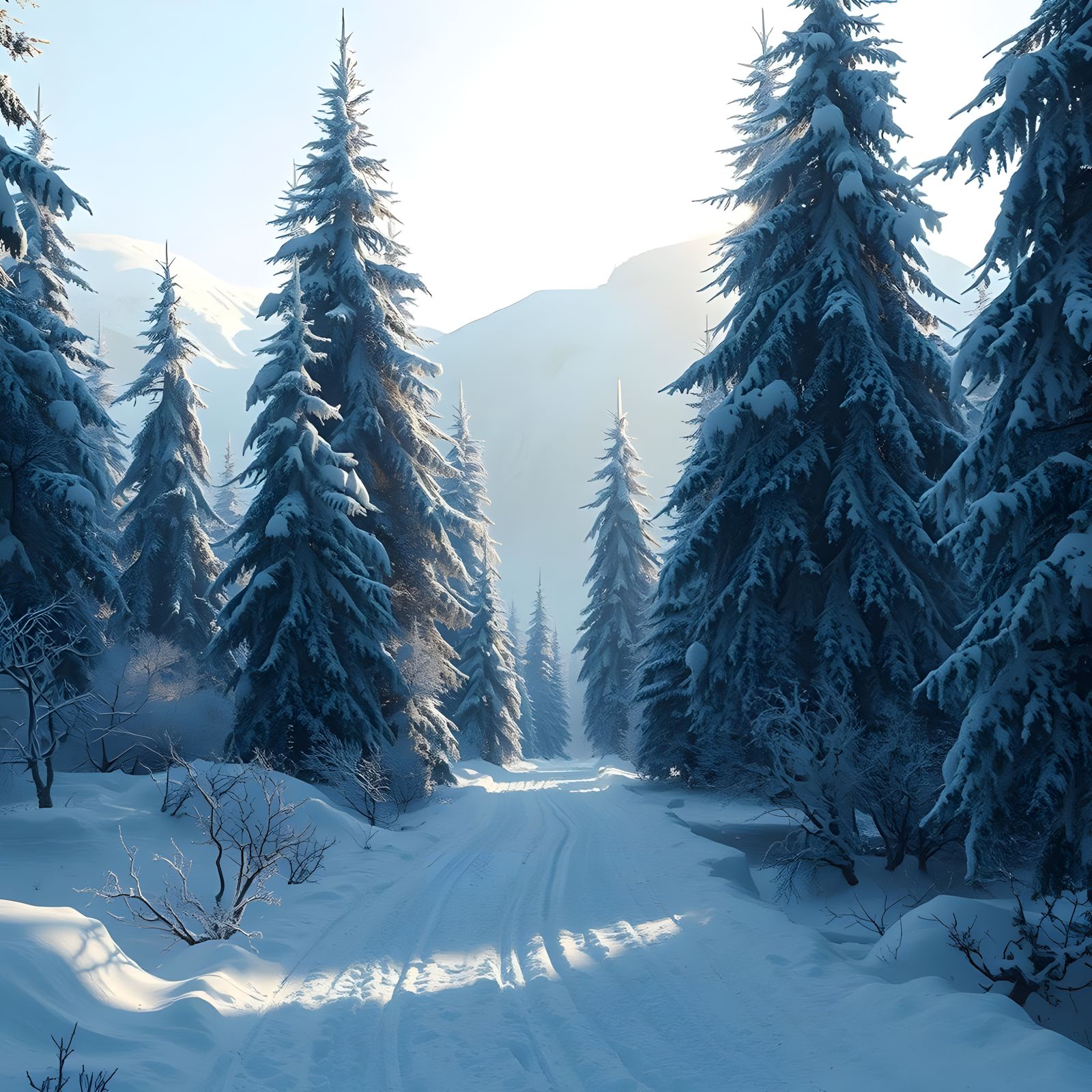 Winter Mountain Trail: Detailed Matte Painting
