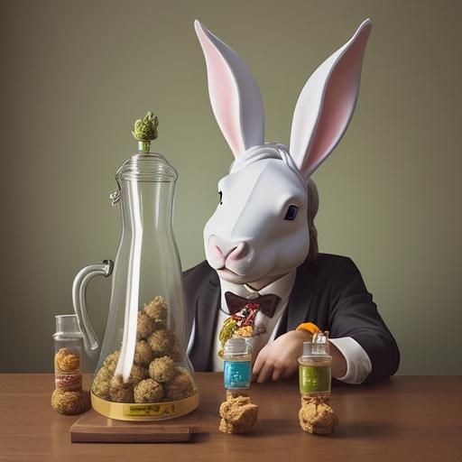 Humorous Text Image with Weed and Animal Heads