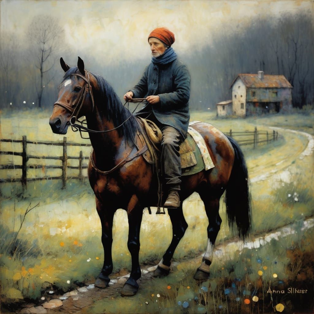 Textured Encaustic Painting in Naive Primitive Style