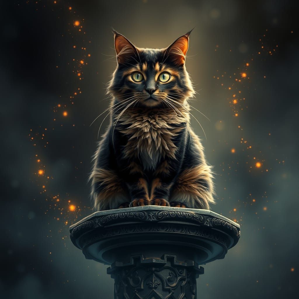 Majestic Tropical Cat in Gothic Splendor