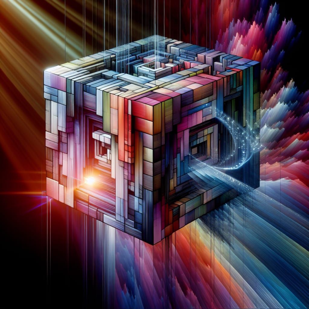 Hypercube Rotating Through Fractal Dimensions
