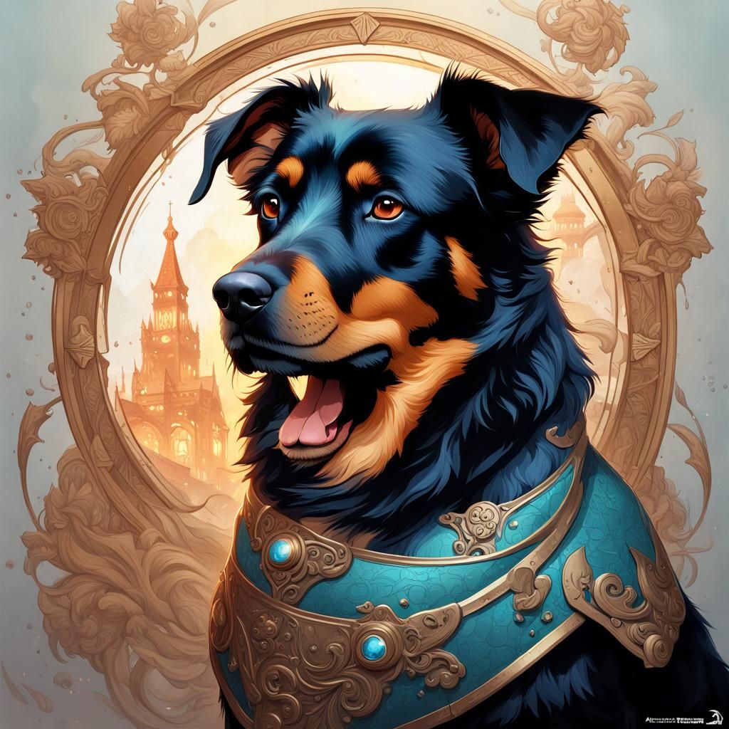 Hyperdetailed Portrait of Dog Friends in Digital Art Style