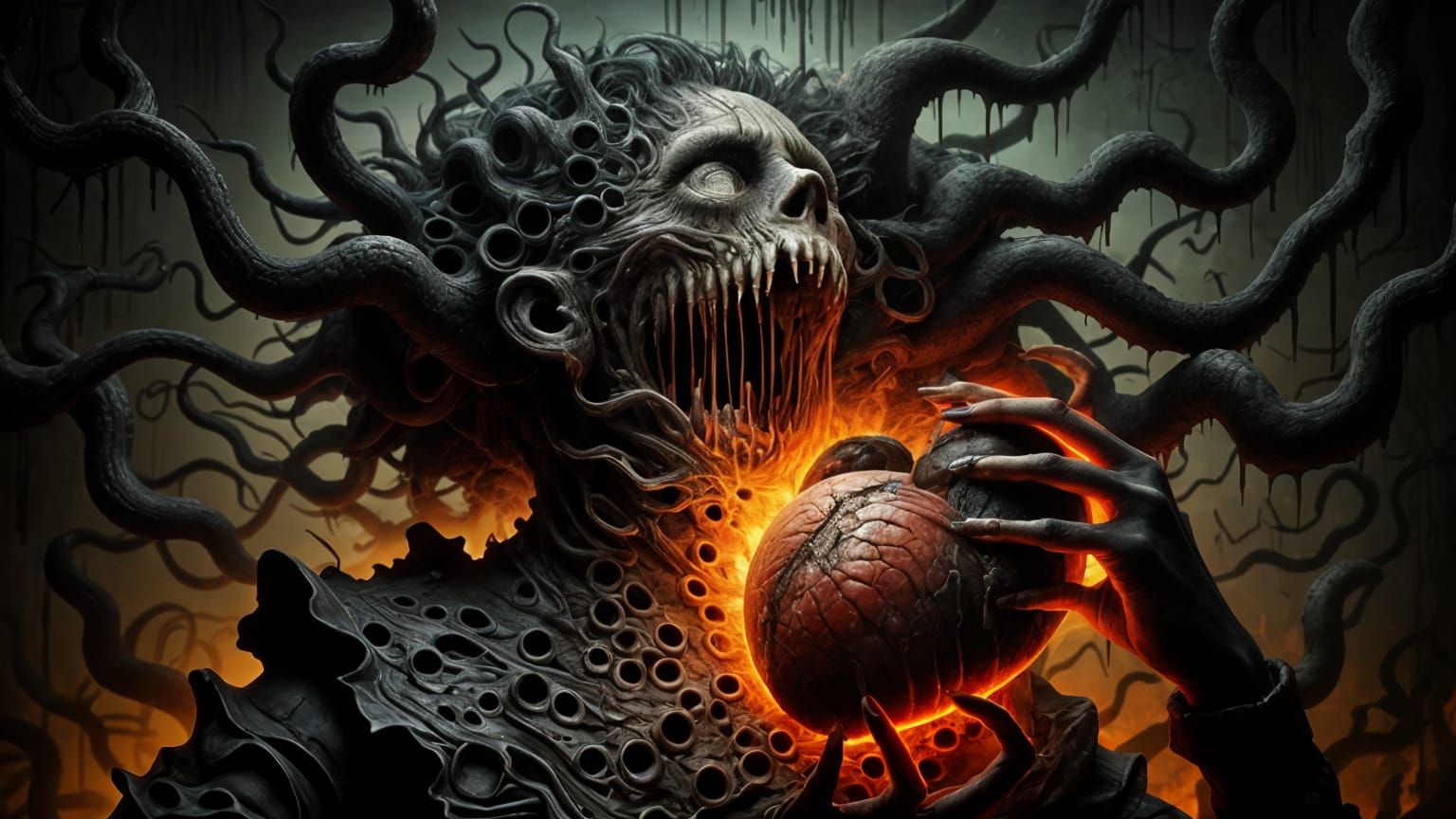 Macabre Cyberpunk: Heart Torn by Demons