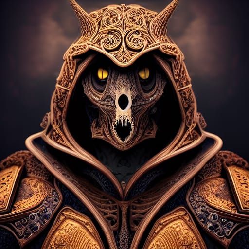 Cultist in Intricate Armour: Dark Fantasy Concept