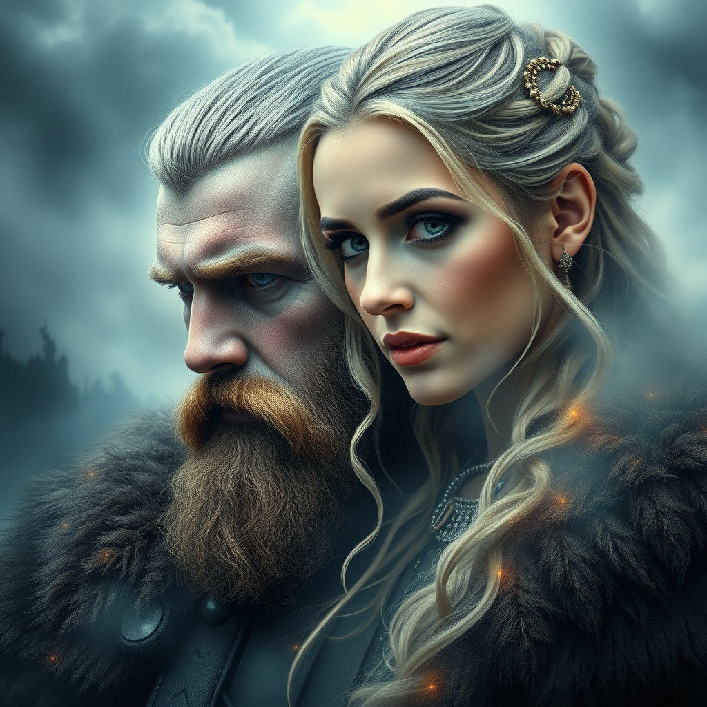 Ragnar and Lagertha: Ethereal Split Portrait