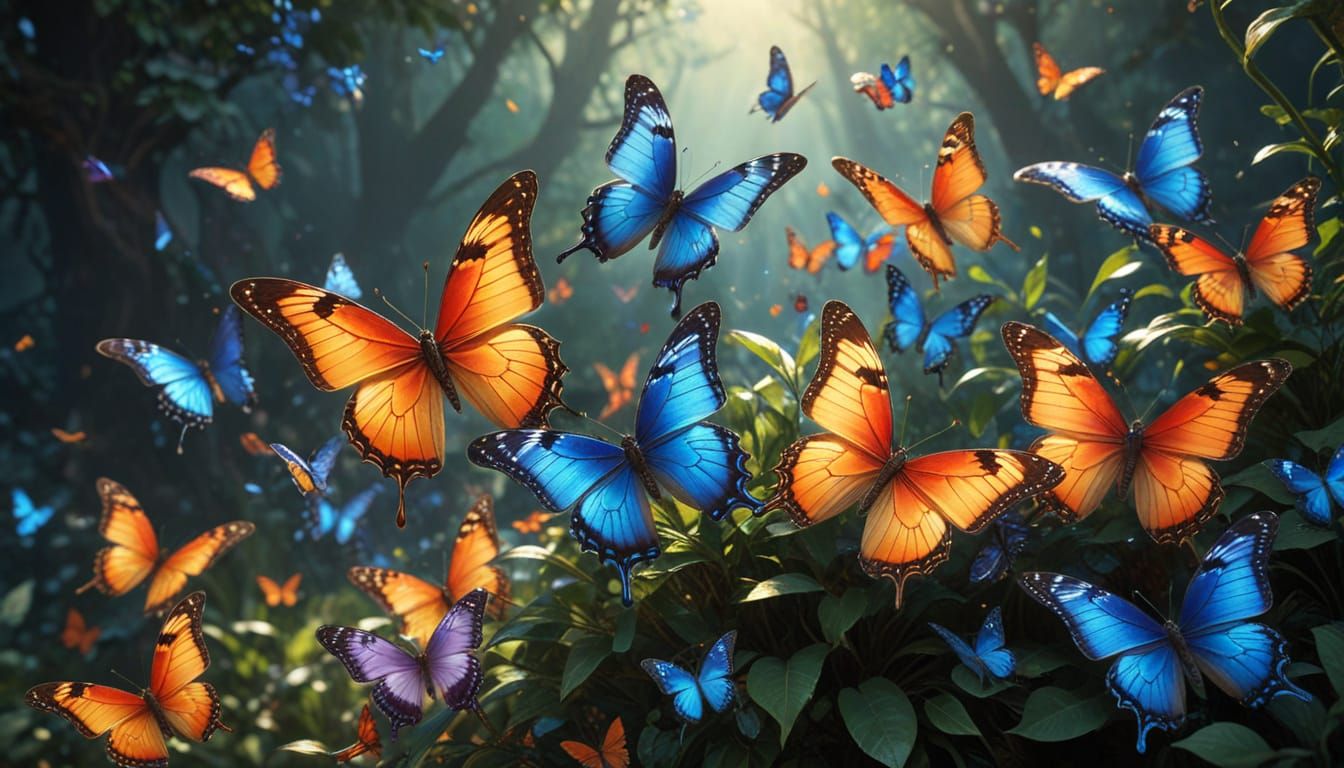 Kaleidoscope of Butterflies in Vibrant Symmetrical Display