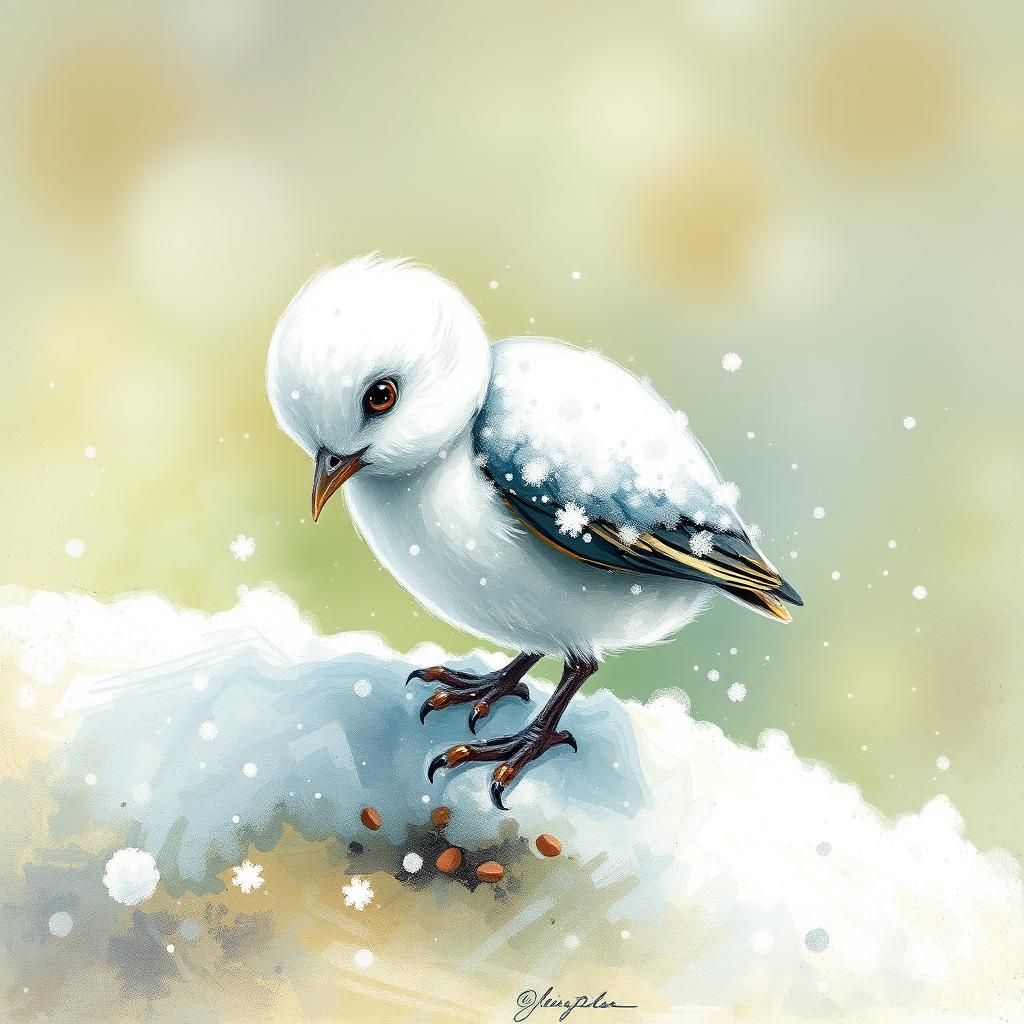 Snowdrop in Forest Clearing: Impressionistic Pastel Art