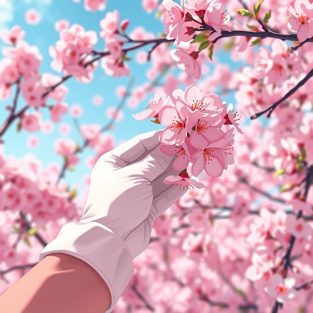 Cherry Blossom Hand in Anime Style
