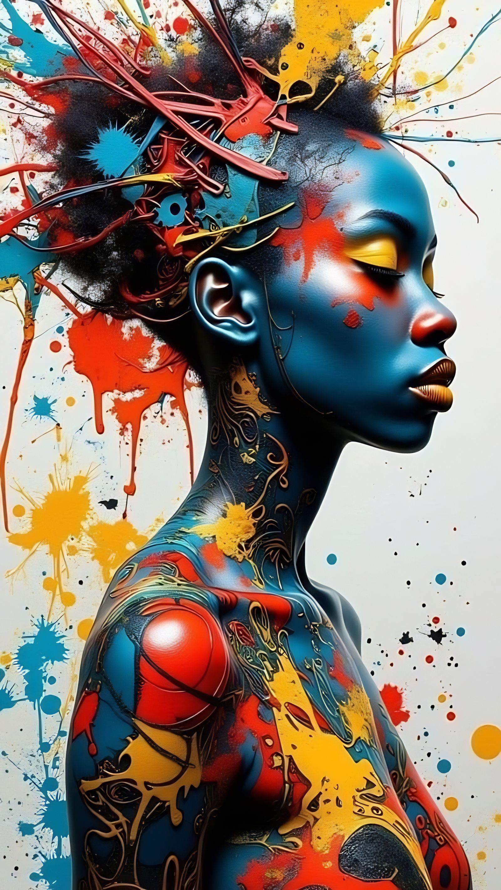 Stunning Conceptual Portrait with Geometric Hair and Abstrac...