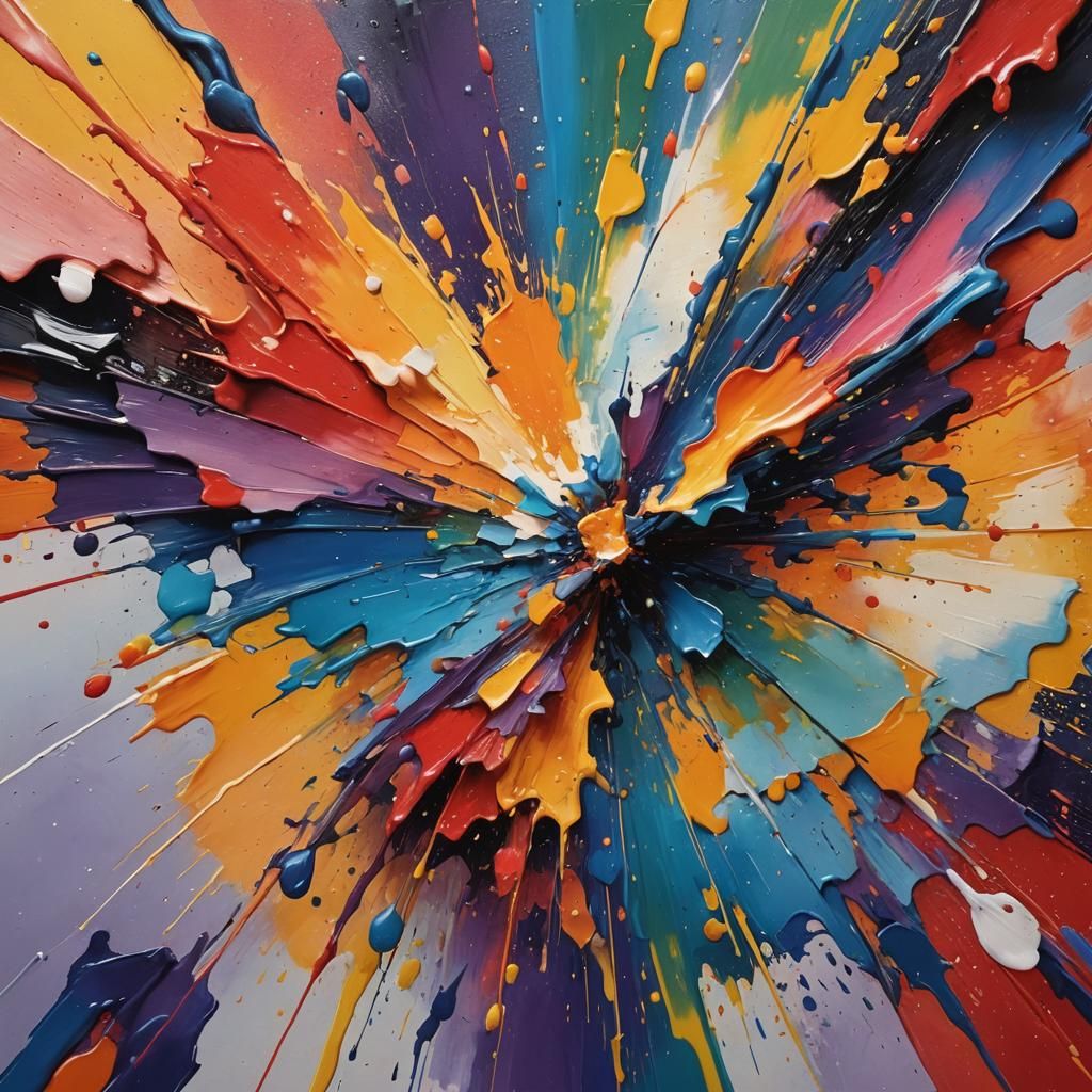 Hyperrealistic Abstract Gradient Splash Art Painting