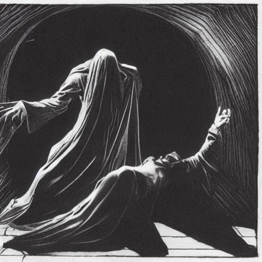 Eerie Vampire Dance in Expressionist Style