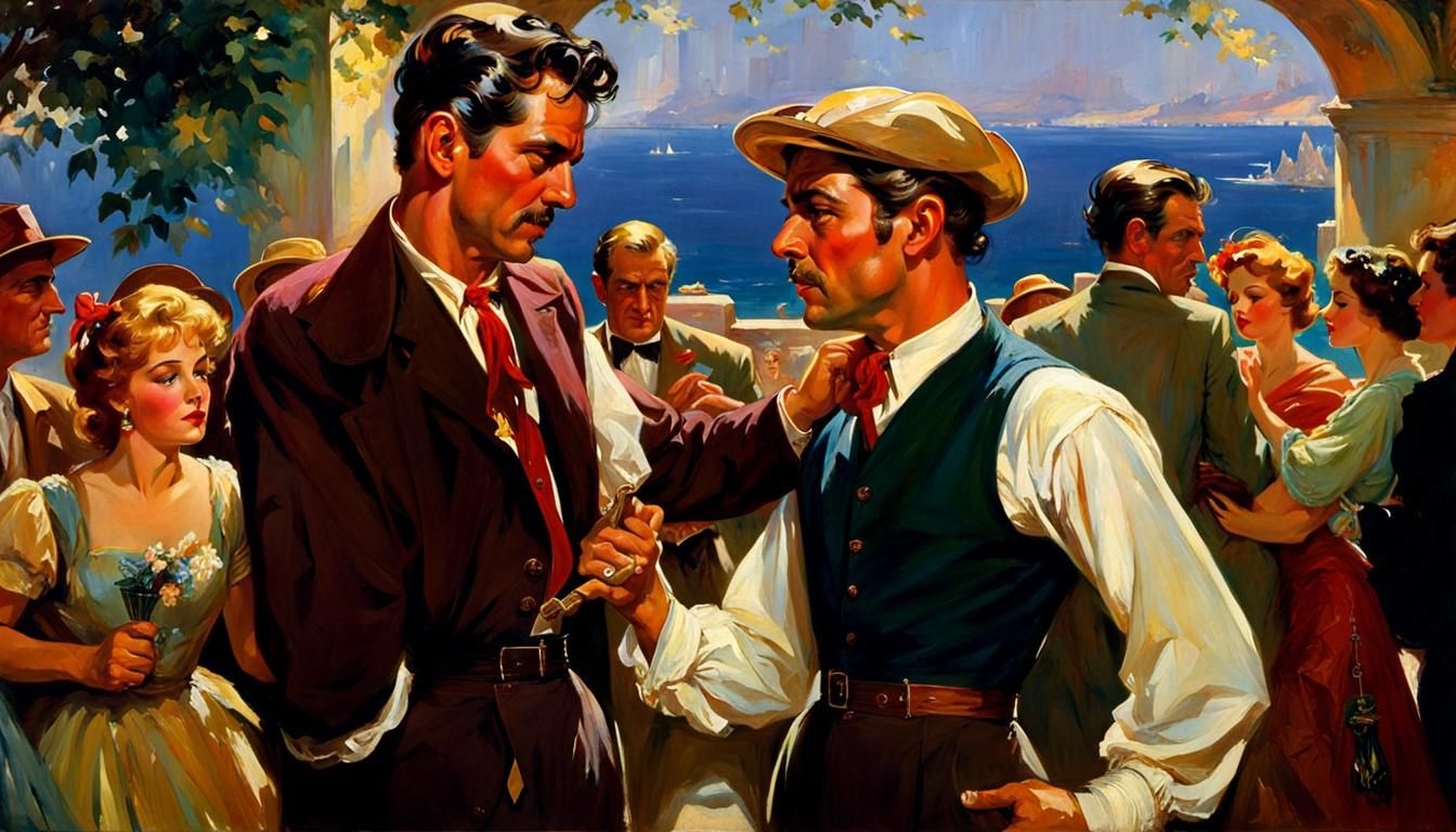 Romantic 1950s Dance Illustration in Classic Style