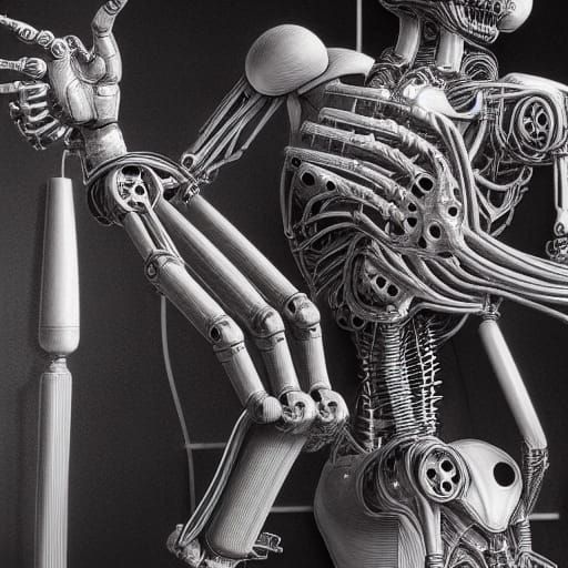 Psychedelic Robot Anatomy: Broken Arm in Post-Apocalyptic Sc...