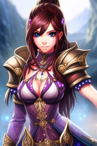 Vibrant Princess with Holy Sword in Astral Plane