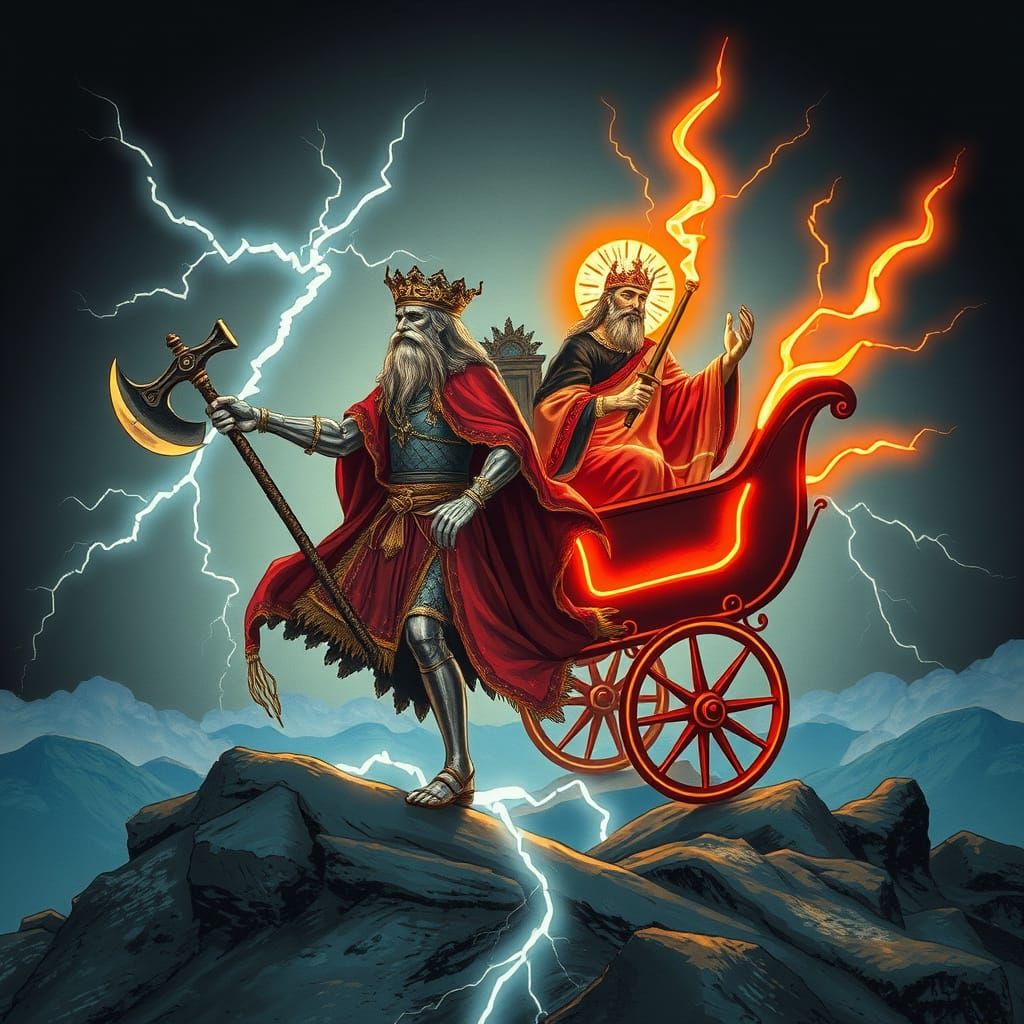 Slavic God Perun and St. Elijah: Cyberpunk Iconography