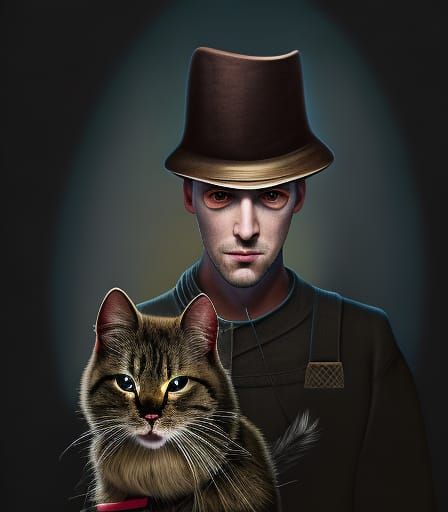 Man with a cat on his lap