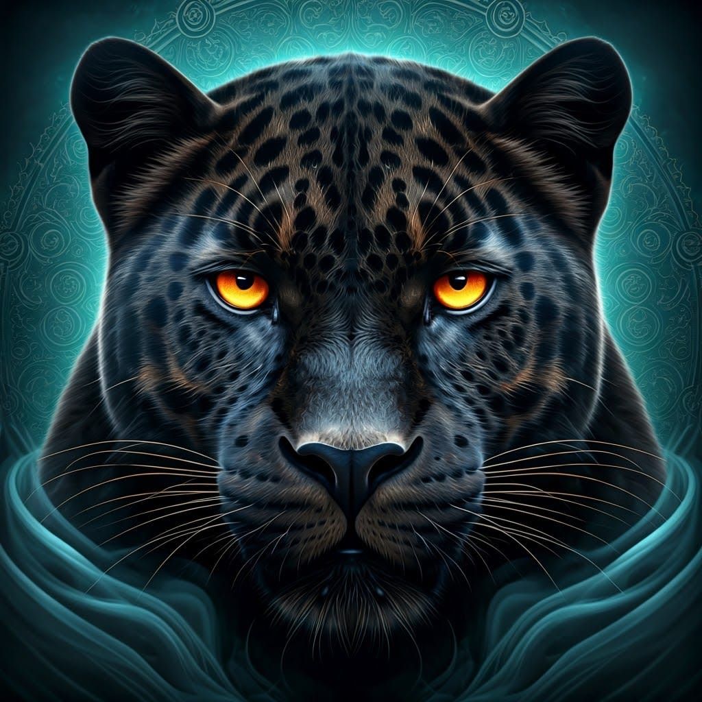 Majestic Black Panther Face in Digital Art