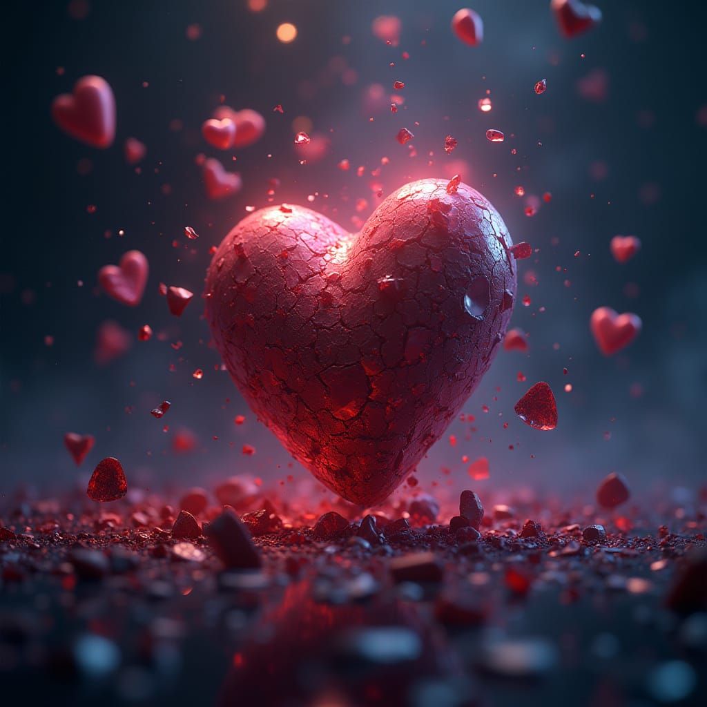 Shattered Heart in Ethereal Void Matte Painting