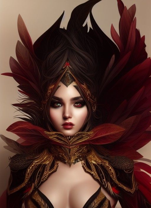 Elegant Elf with Gold Breastplate, Digital Illustration
