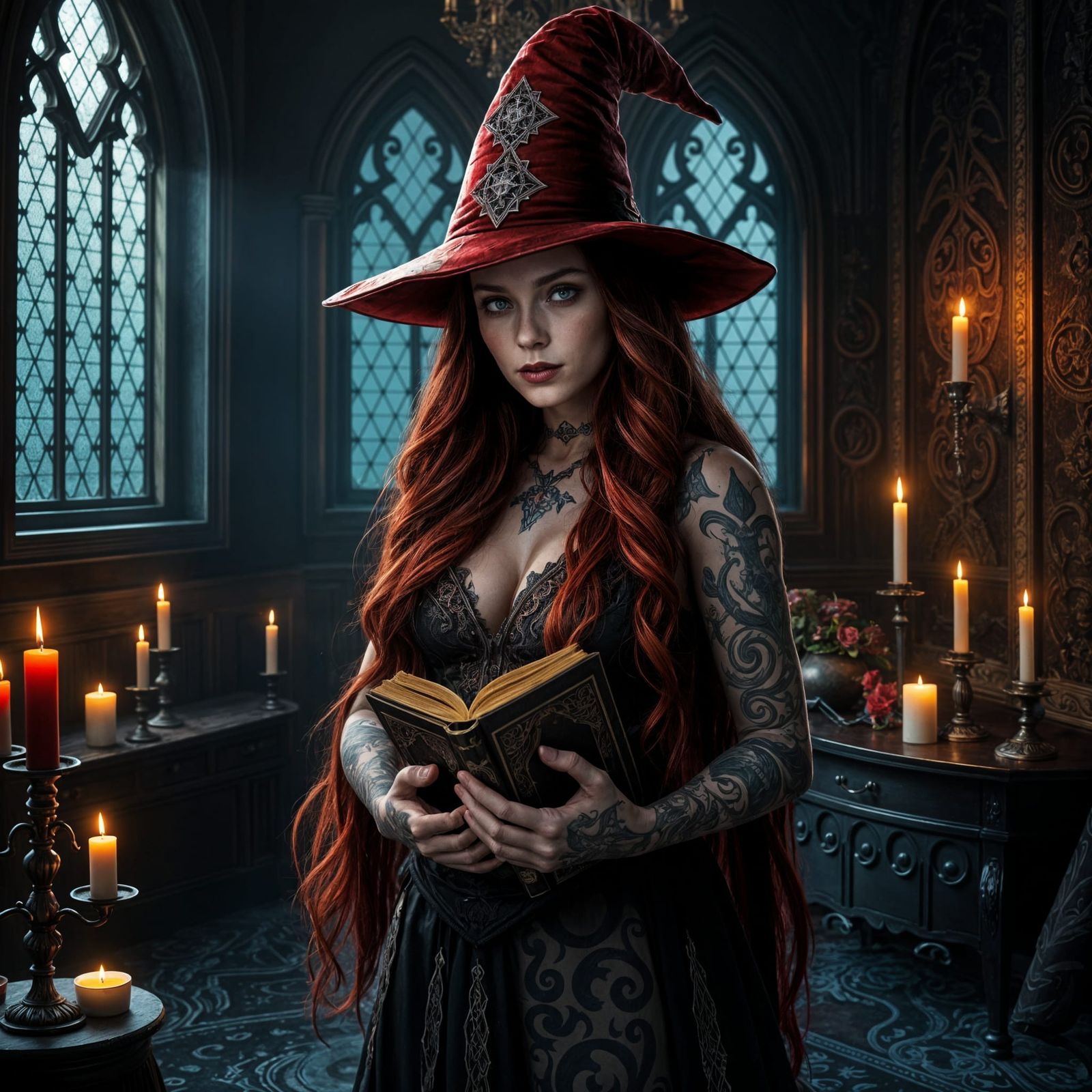 Scarlet Witch in Gothic Comic Book Style