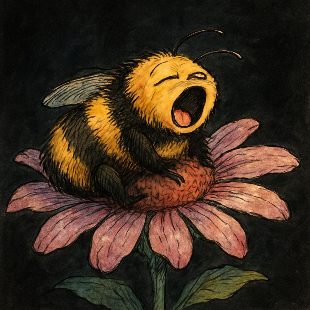 Sleepy Bumble Bee Napping: Watercolour and Ink