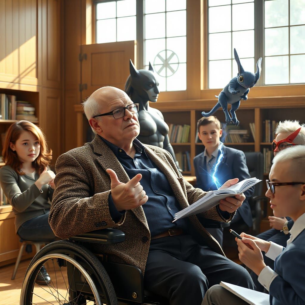 Professor X Teaches Telepathy in a Warm Study