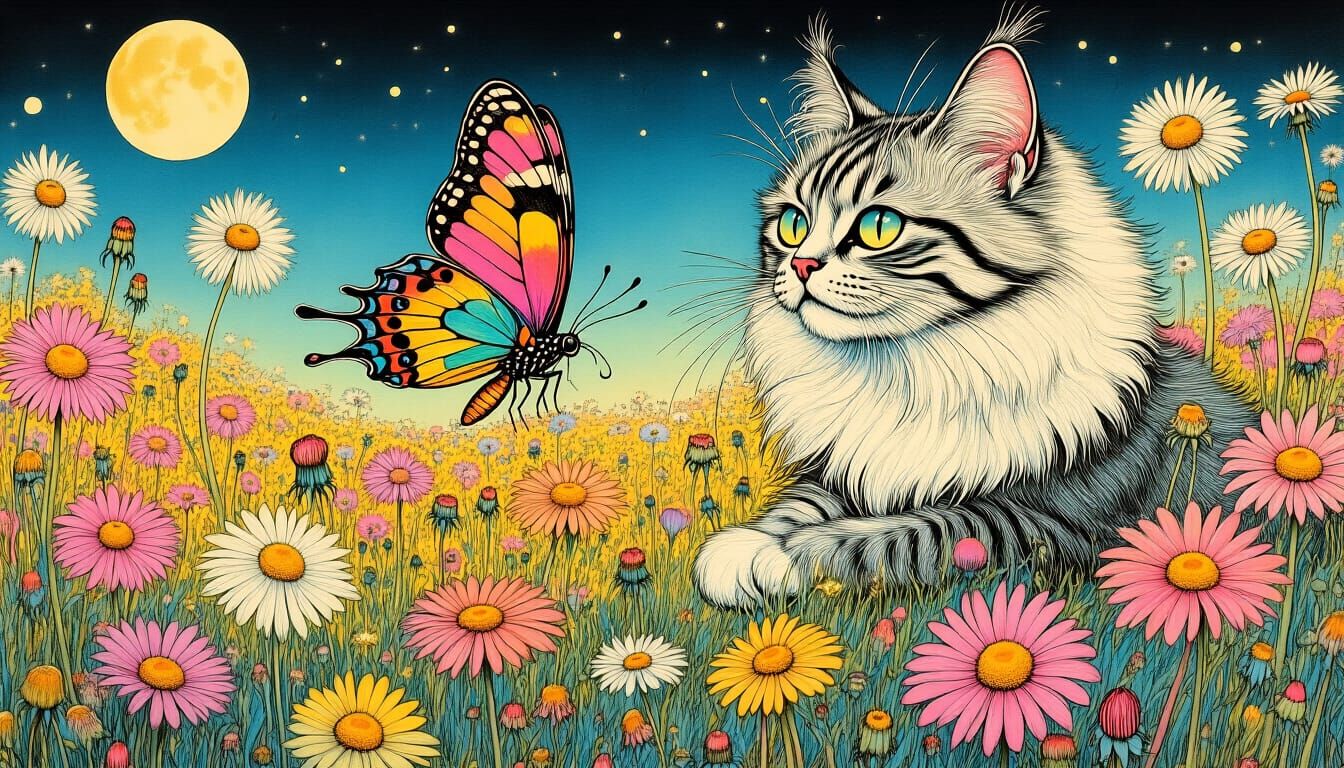 Psychedelic Butterfly Ride Through Dandelion Field