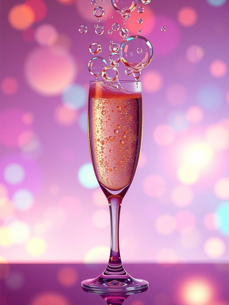 Shimmering Champagne Bubbles in a Futuristic Style