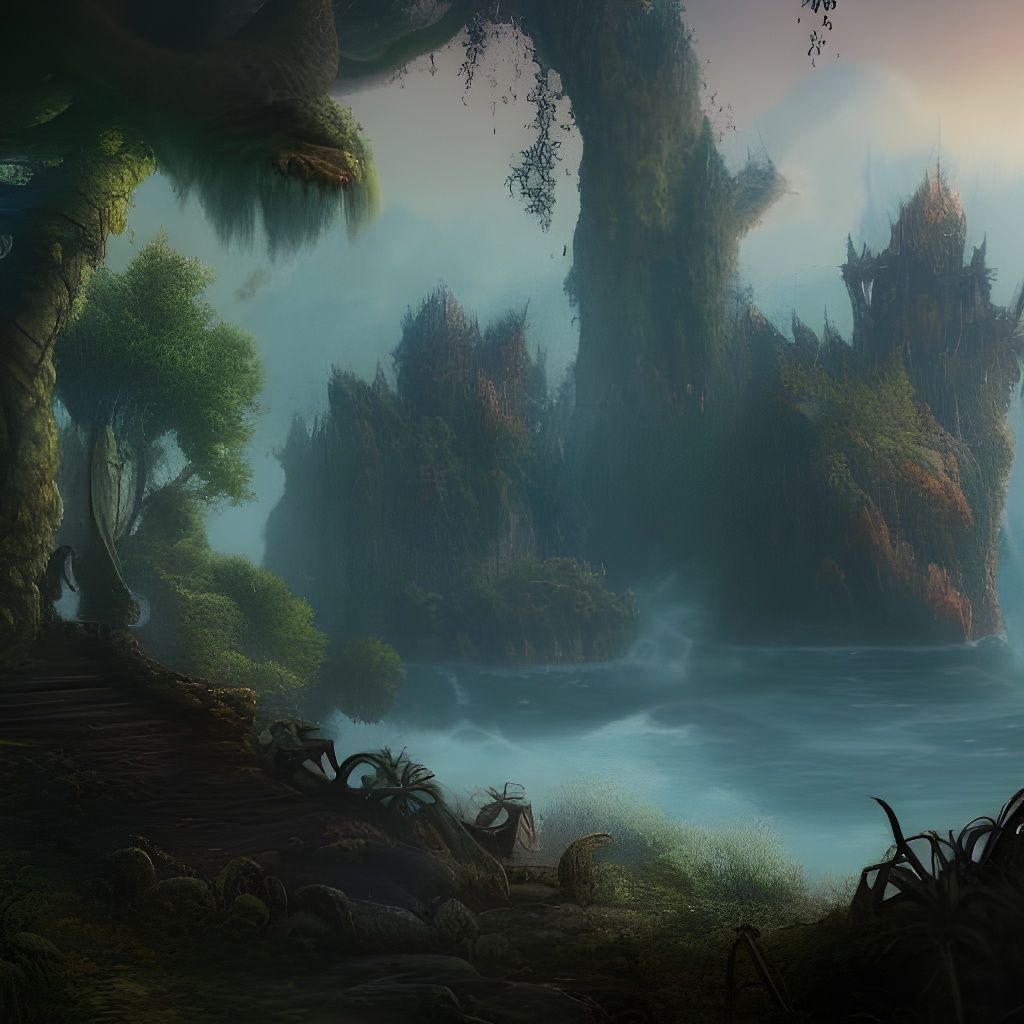 Haunted Island: Detailed Matte Painting in Deep Color