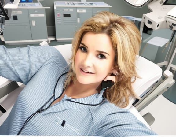 Nude Figure on Surgical Table in Operating Theatre