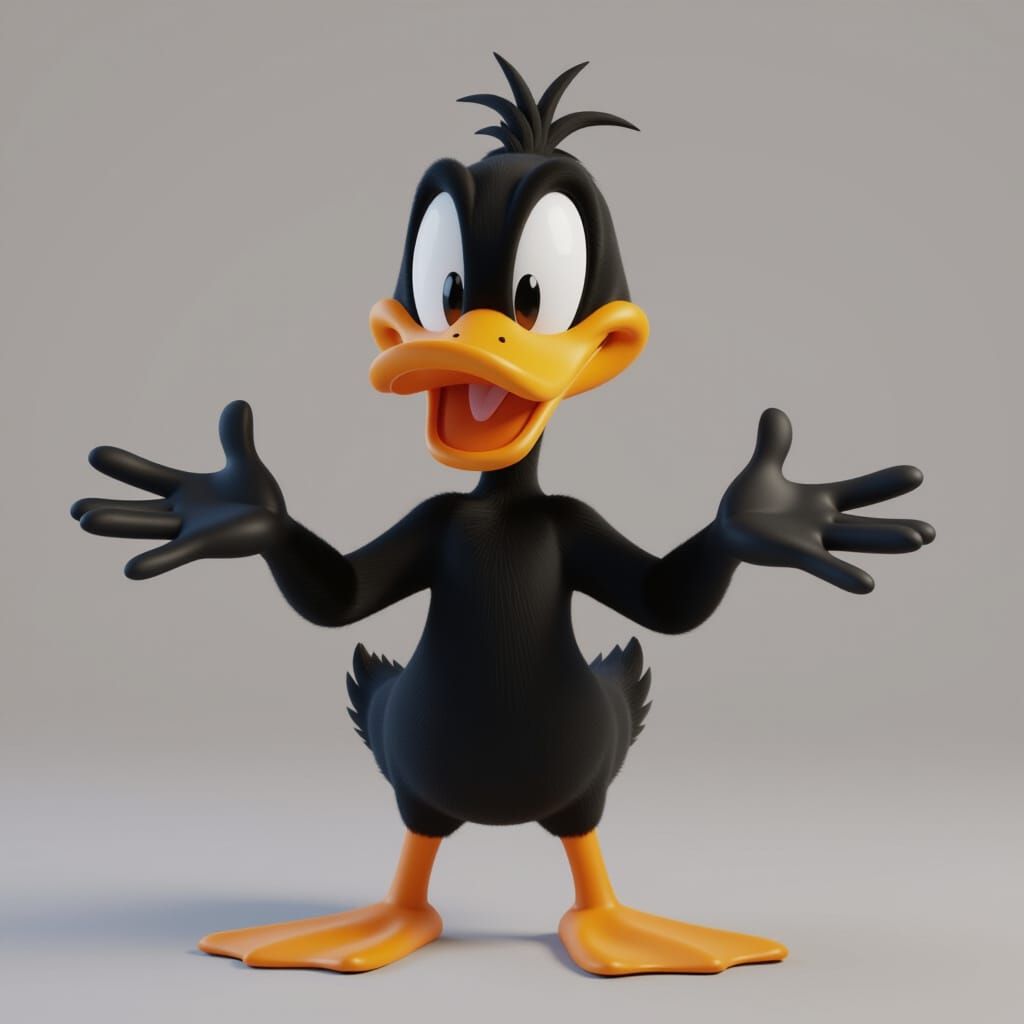Realistic 3D Daffy Duck Digital Illustration