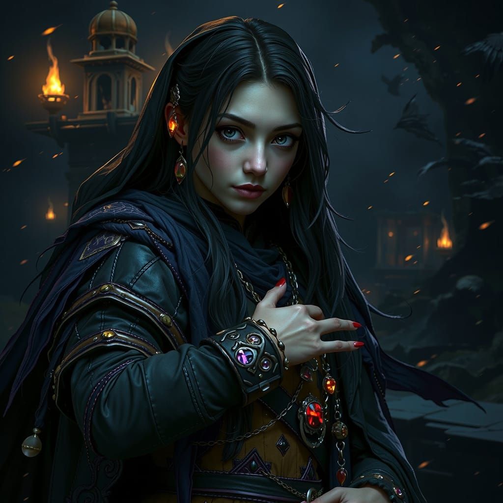 Storm Crow Maiden in Dark Fantasy Realm